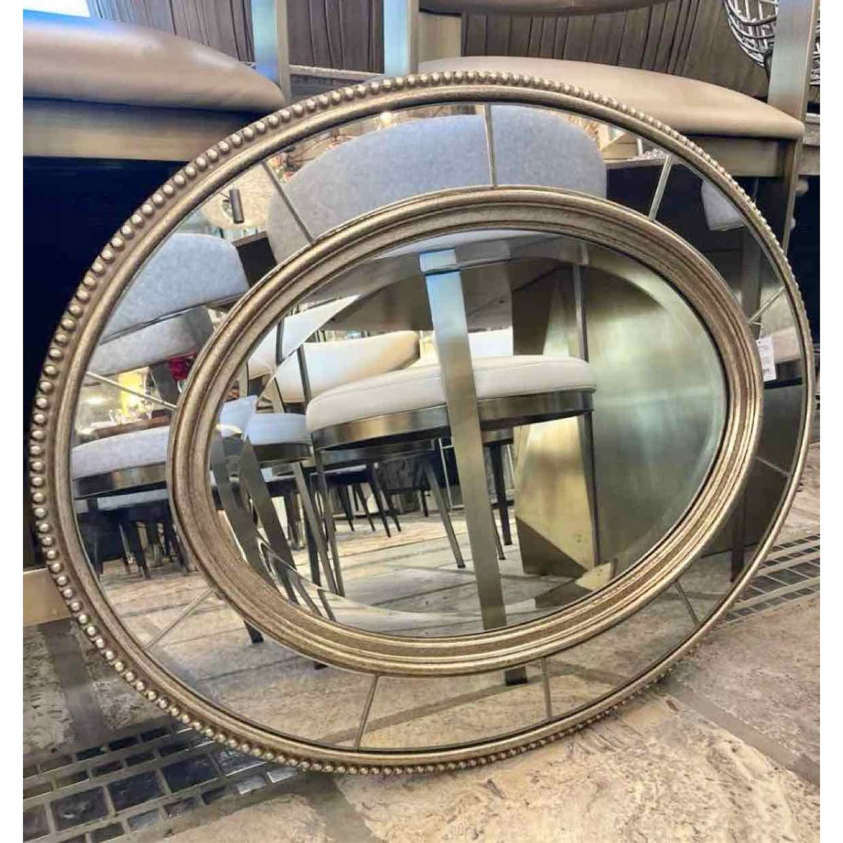 Oval Silver Mirror