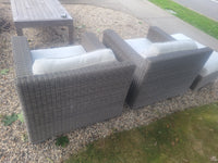 PAIR of Gray Wicker Lounge Chairs w/ Cushions