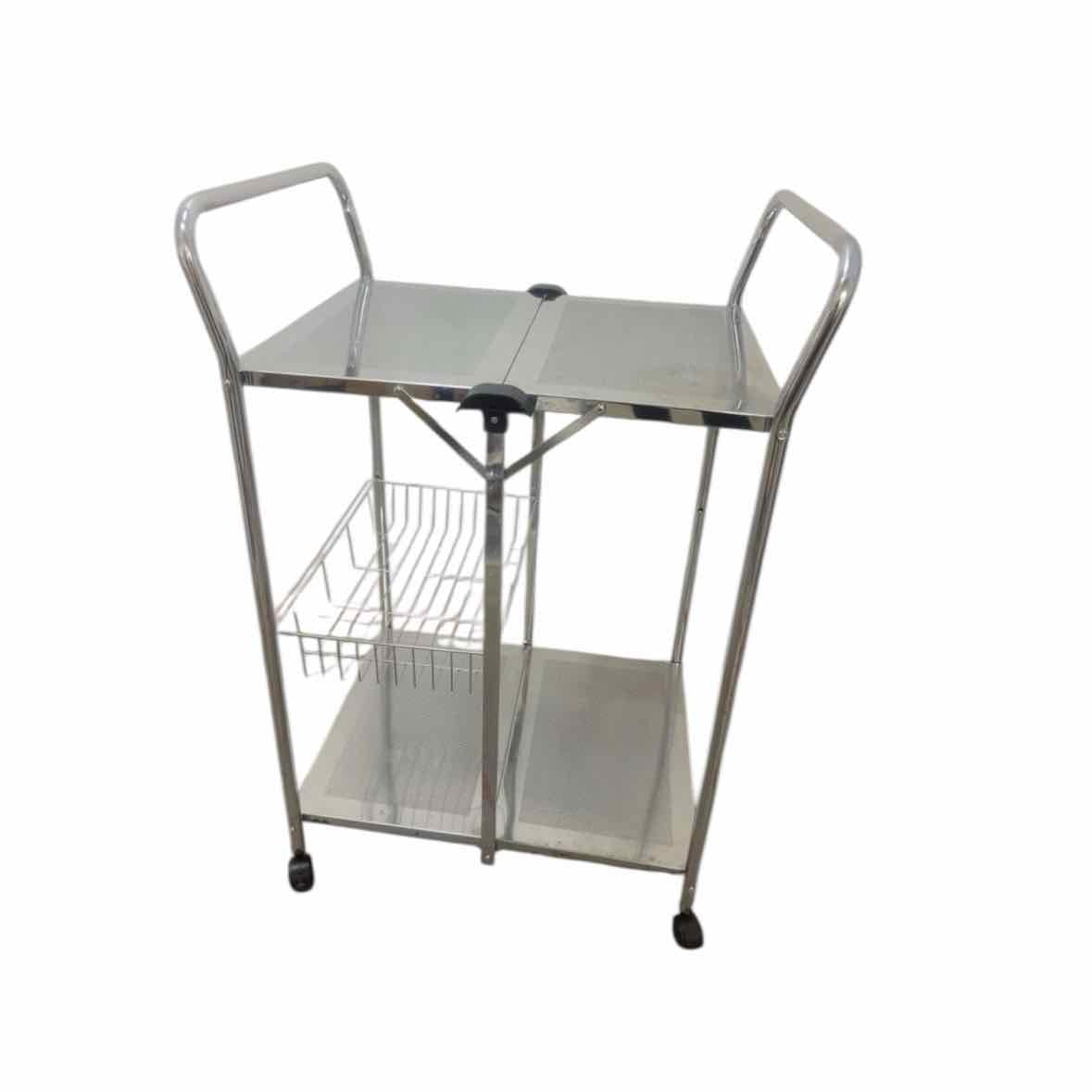 Polished Chrome Rolling Bar Cart