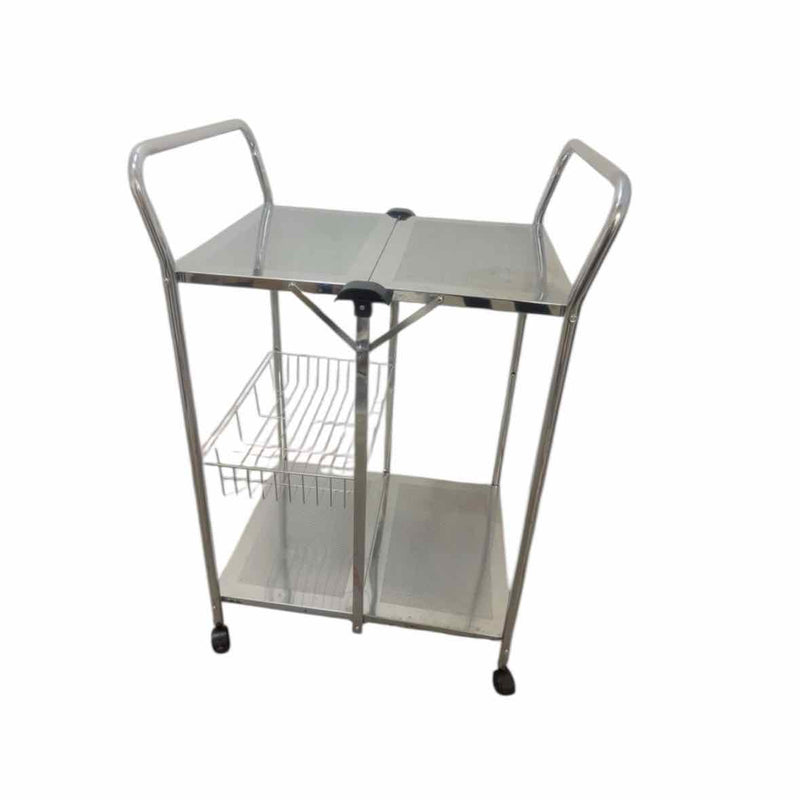 Polished Chrome Rolling Bar Cart