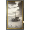 B&W Beach Lounges Photograph on Canvas in Floating Wood Frame