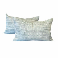Pair of Custom Sage Over White Linen Lumbar Pillows