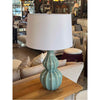 PAIR of Blue Ceramic Table Lamps w/ White Shades