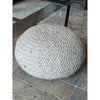 Custom Heather Beige Woven Wool Pouf