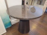 Peso Round Piasentina Limestone Top Side Table by Holly Hunt (AS IS)