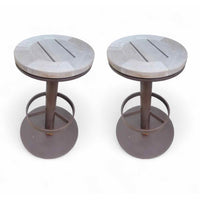 PAIR of Peninsula Teak & Aluminum Swivel Stools by Sutherland