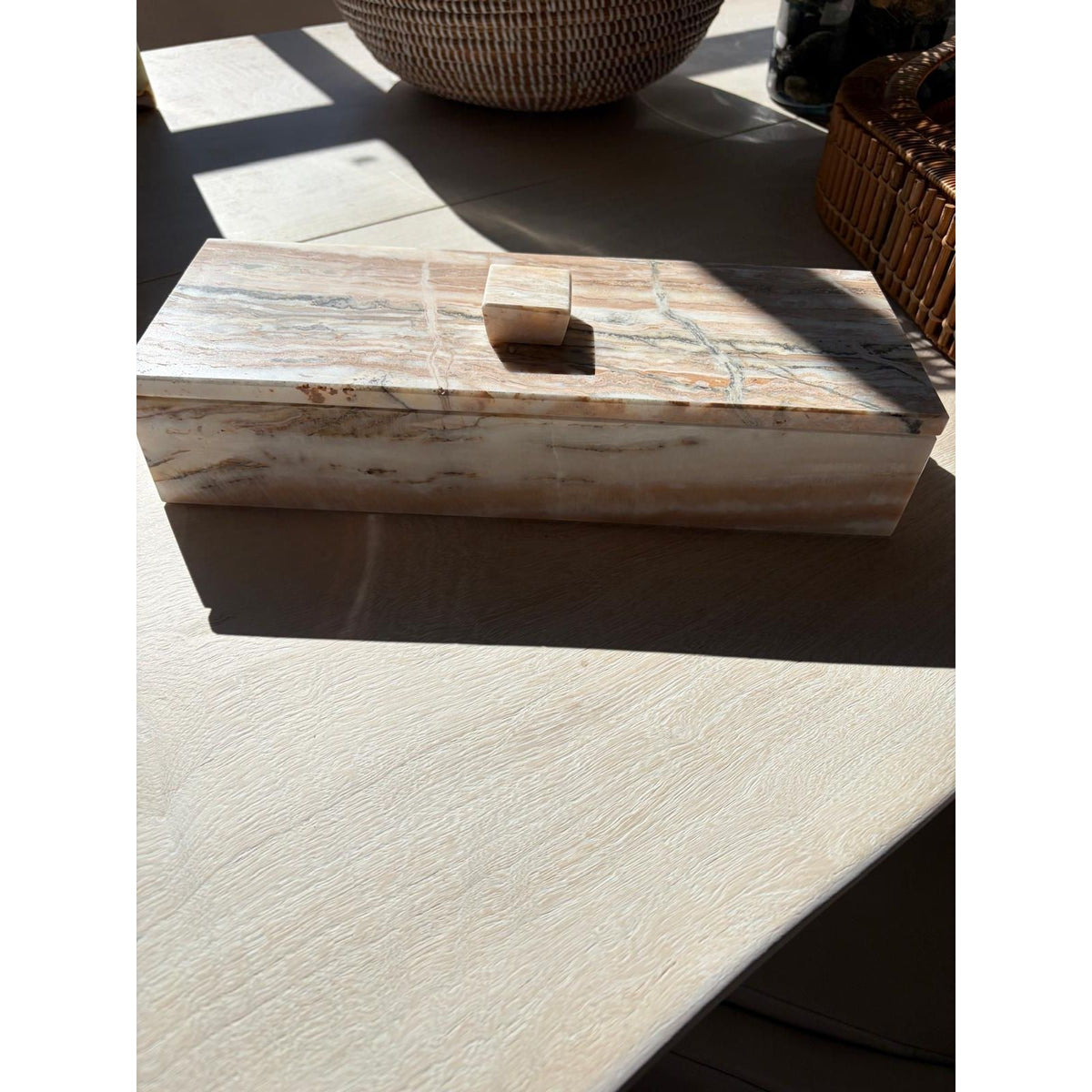 Rectangular Marble Box w/ Lid - colletteconsignment.com