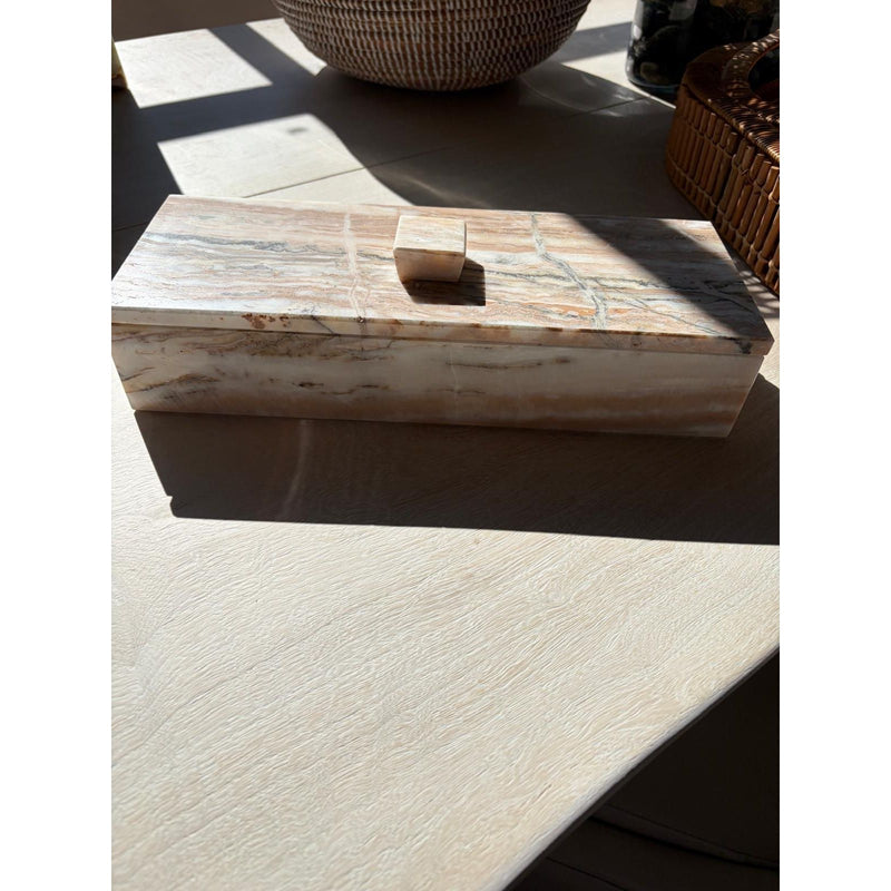 Rectangular Marble Box w/ Lid - colletteconsignment.com