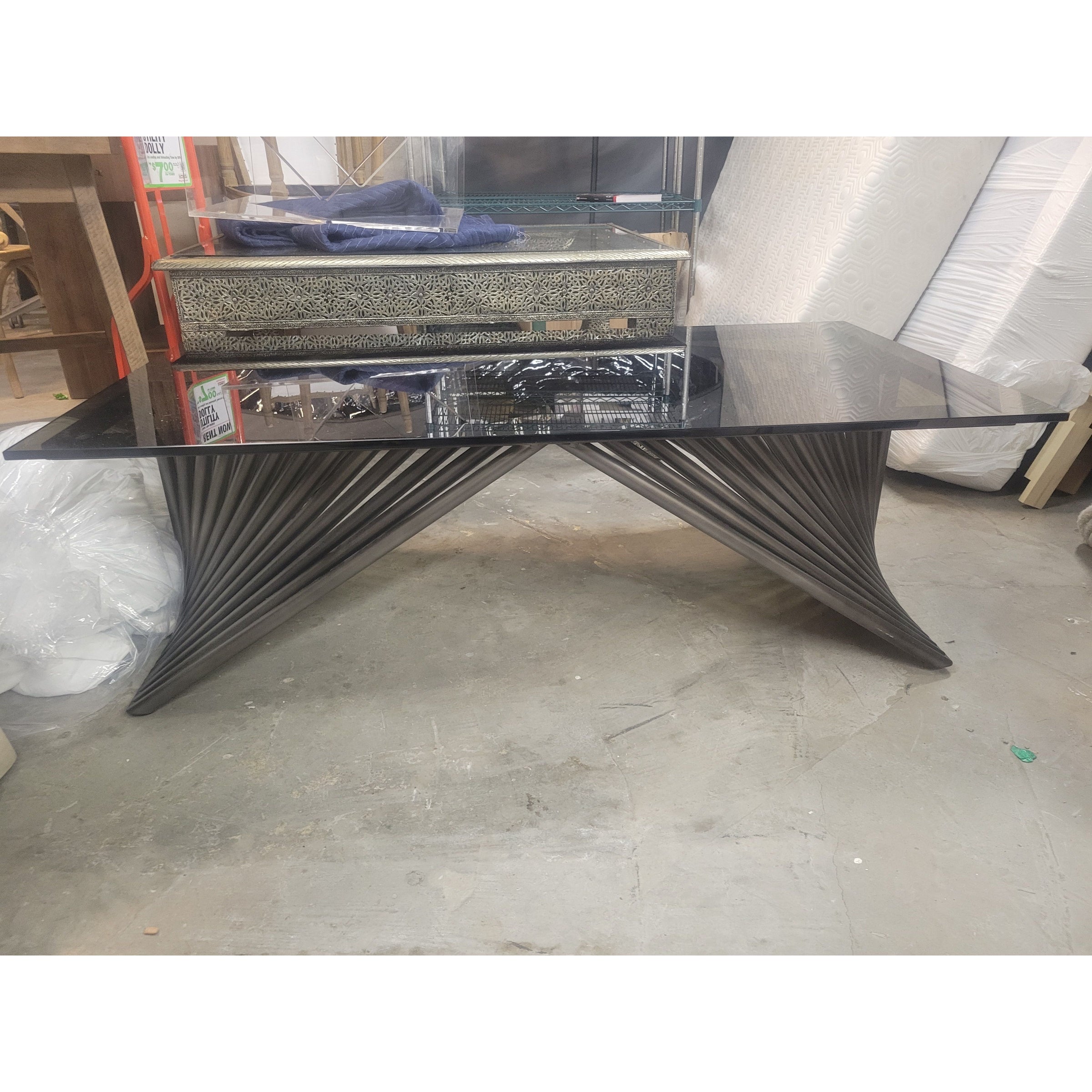 Bronzed Metal Coffee Table w/ Smoked Glass by France & Sons (AS IS)