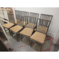 SET of 8 Gray Wood Village Grigio Dining Chairs (AS IS) - colletteconsignment.com
