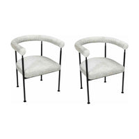 PAIR of Marbella Chairs in Hammered Chenille w/ Black Metal Legs