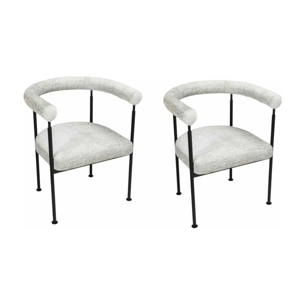 PAIR of Marbella Chairs in Hammered Chenille w/ Black Metal Legs
