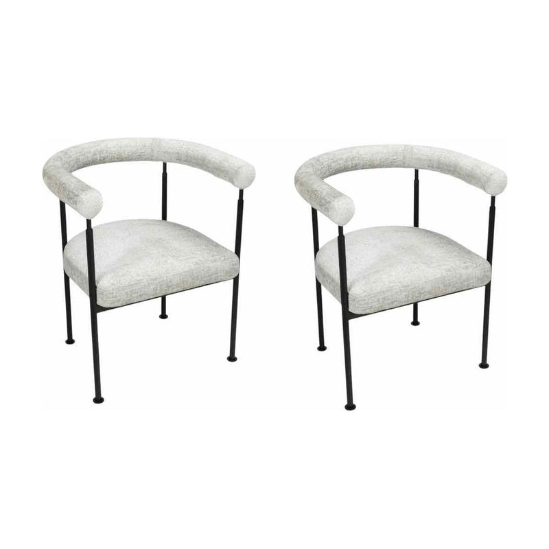 PAIR of Marbella Chairs in Hammered Chenille w/ Black Metal Legs