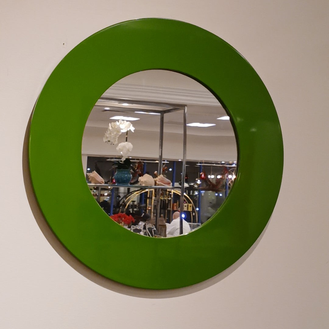 Round Lime Green Wall Mirror by Crate & Barrel