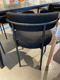 SET of 6 Black Boucle Chairs w/ Metal Legs