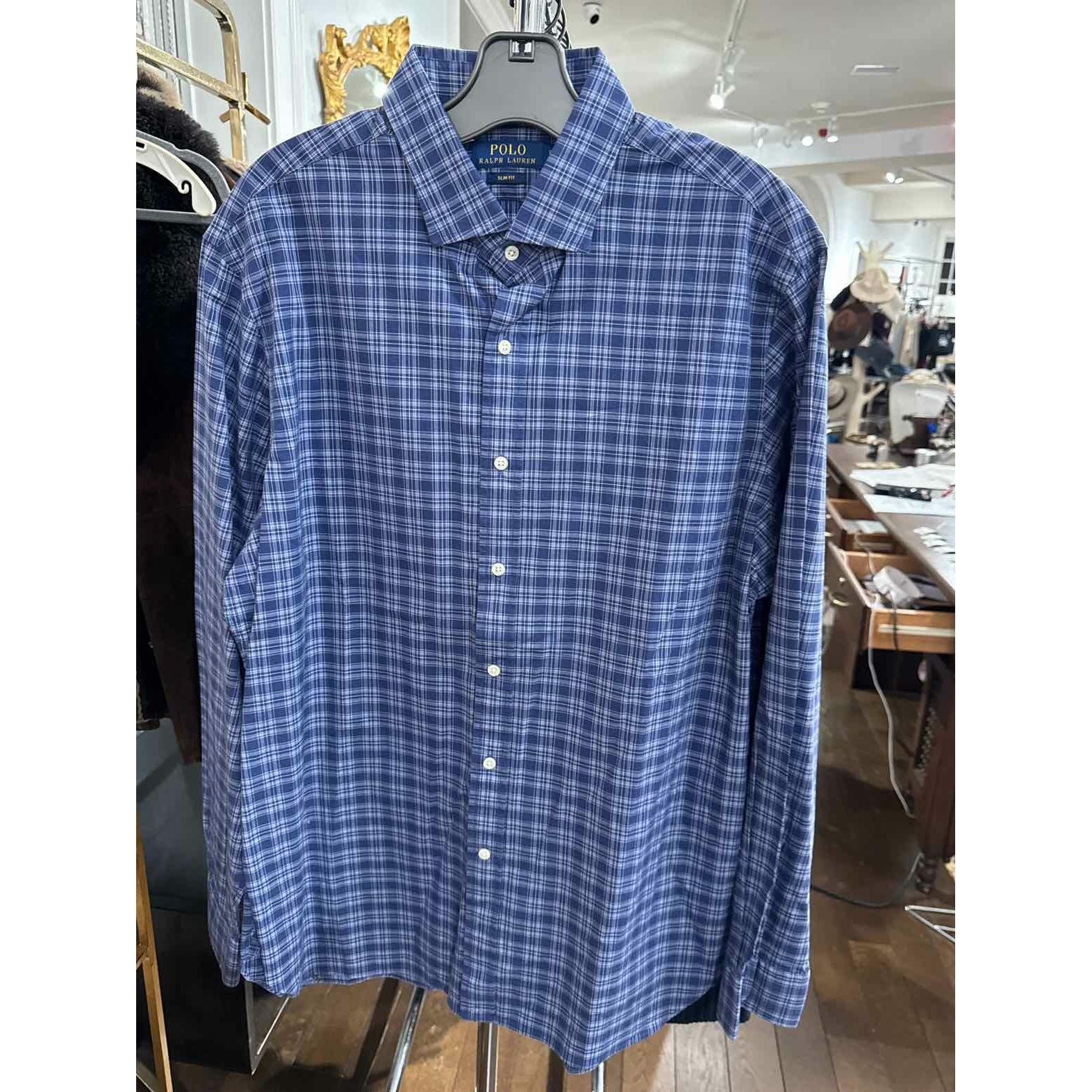 Men's Polo by Ralph Lauren Mens Size M Multi-Blue Shirt - colletteconsignment.com