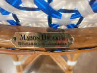 SET of 3 Blue & White Wicker Side Chairs by Maison Drucker