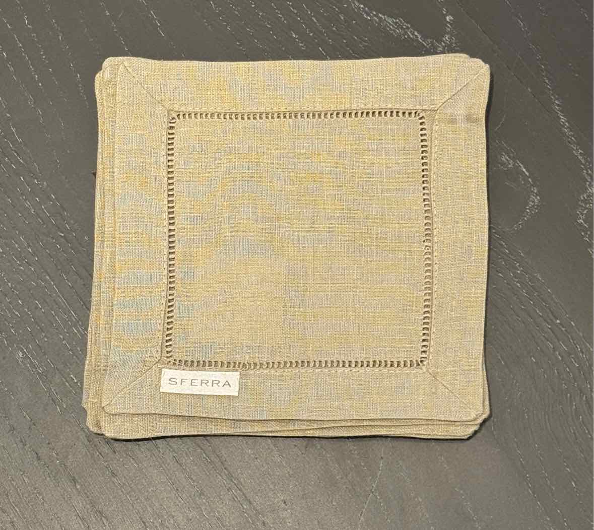 SET of 6 Sferra Fine Linen Gray Cocktail Napkins