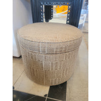 Tan Upholstered Storage Ottoman on Casters