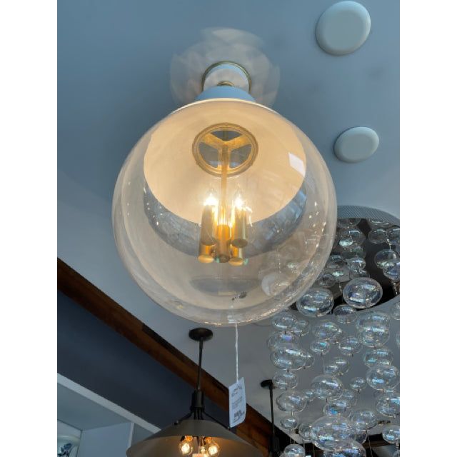 Lucia Large Glass Globe Pendant by Julie Neill for Visual Comfort in White