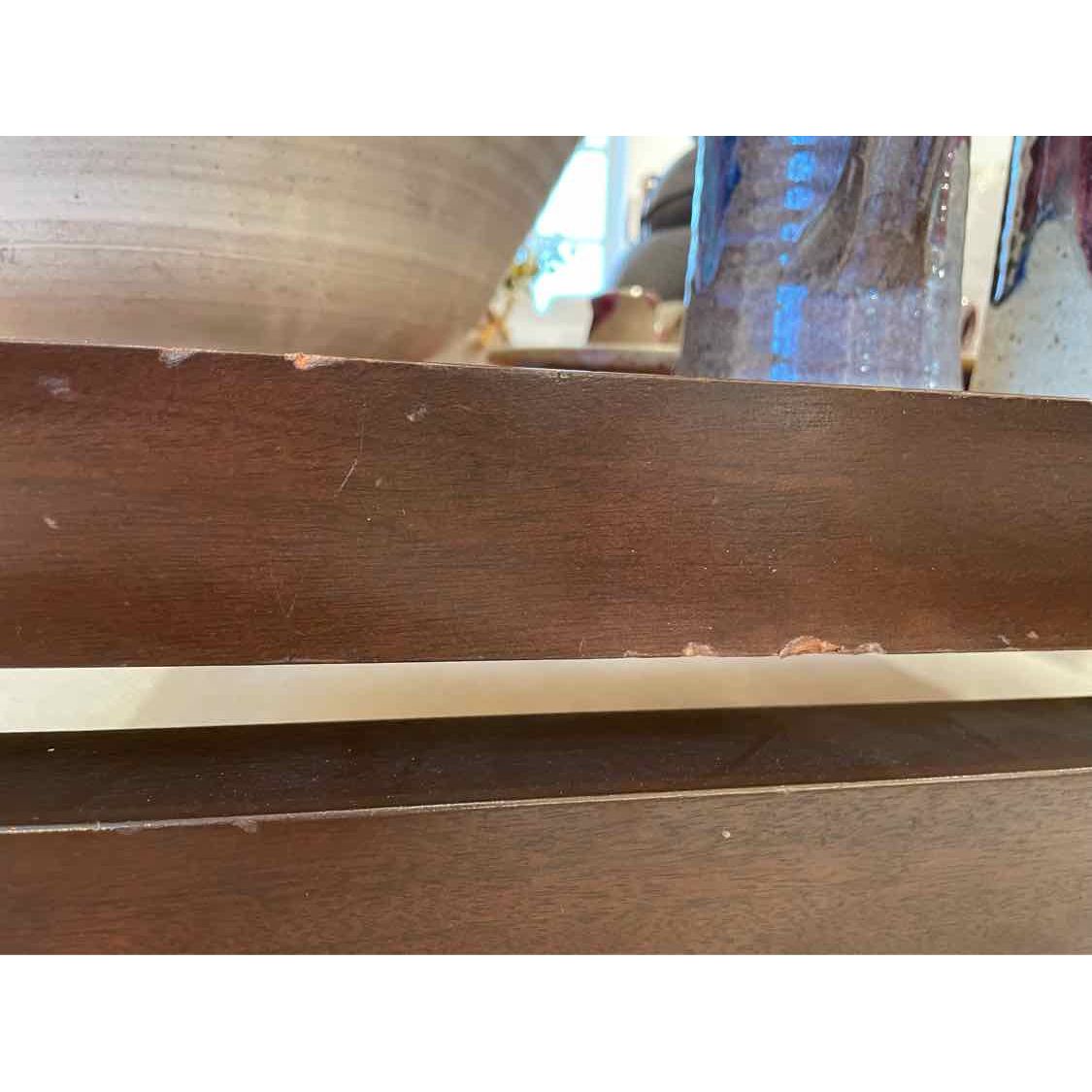 Custom Lacquered Walnut Coffee Table w/ Bamboo Insert (AS IS) - colletteconsignment.com