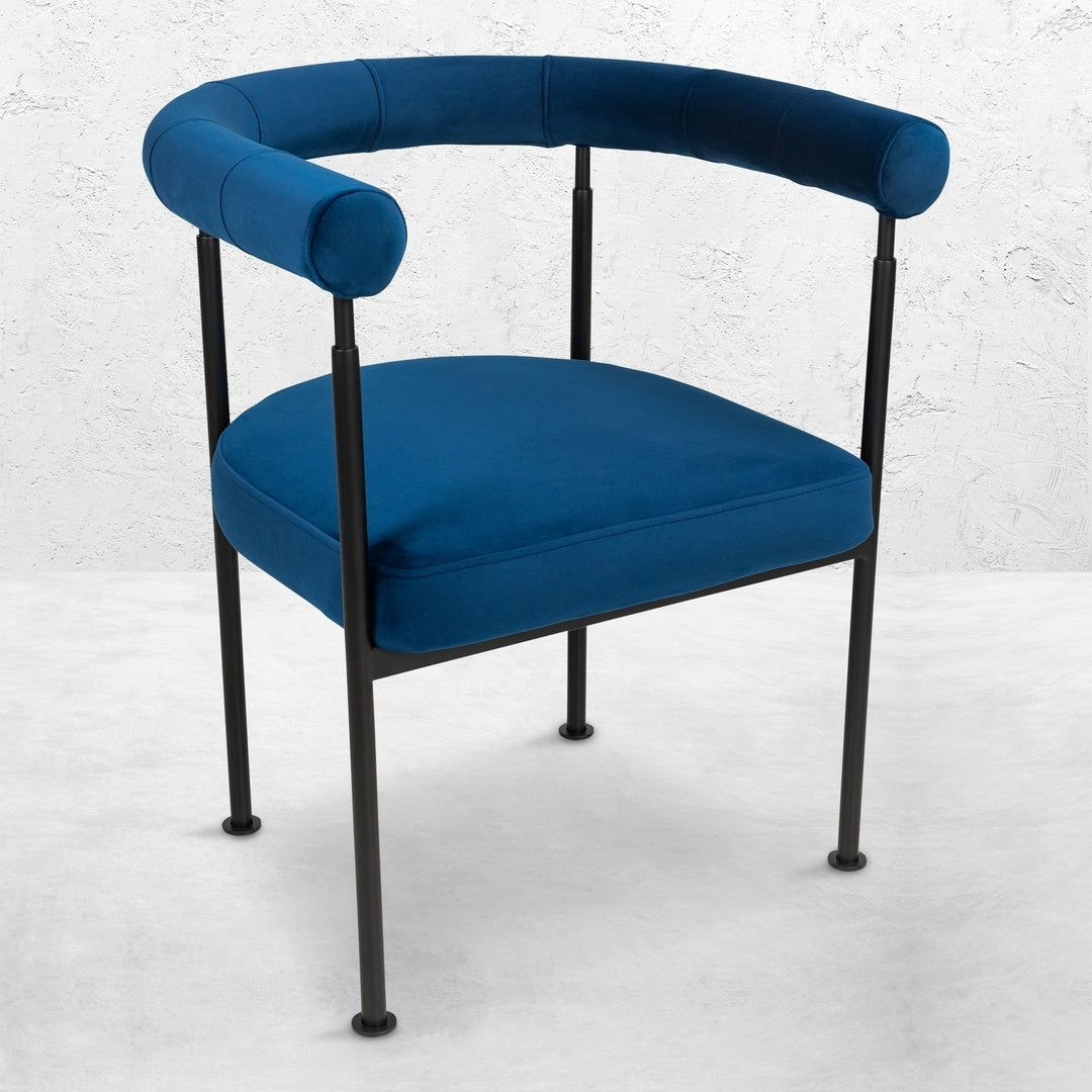 Marbella Chair in Navy Velvet w/ Black Metal Legs