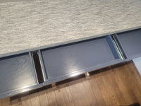 Custom 7-ft Navy Grasscloth Console Table w/ Lacquer Drawers (AS IS)