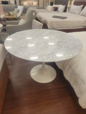 Saarinen Style White Marble Top Dining Table (AS IS)