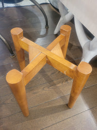 Glazed Black Ceramic Planter on Wood Stand (AS IS)