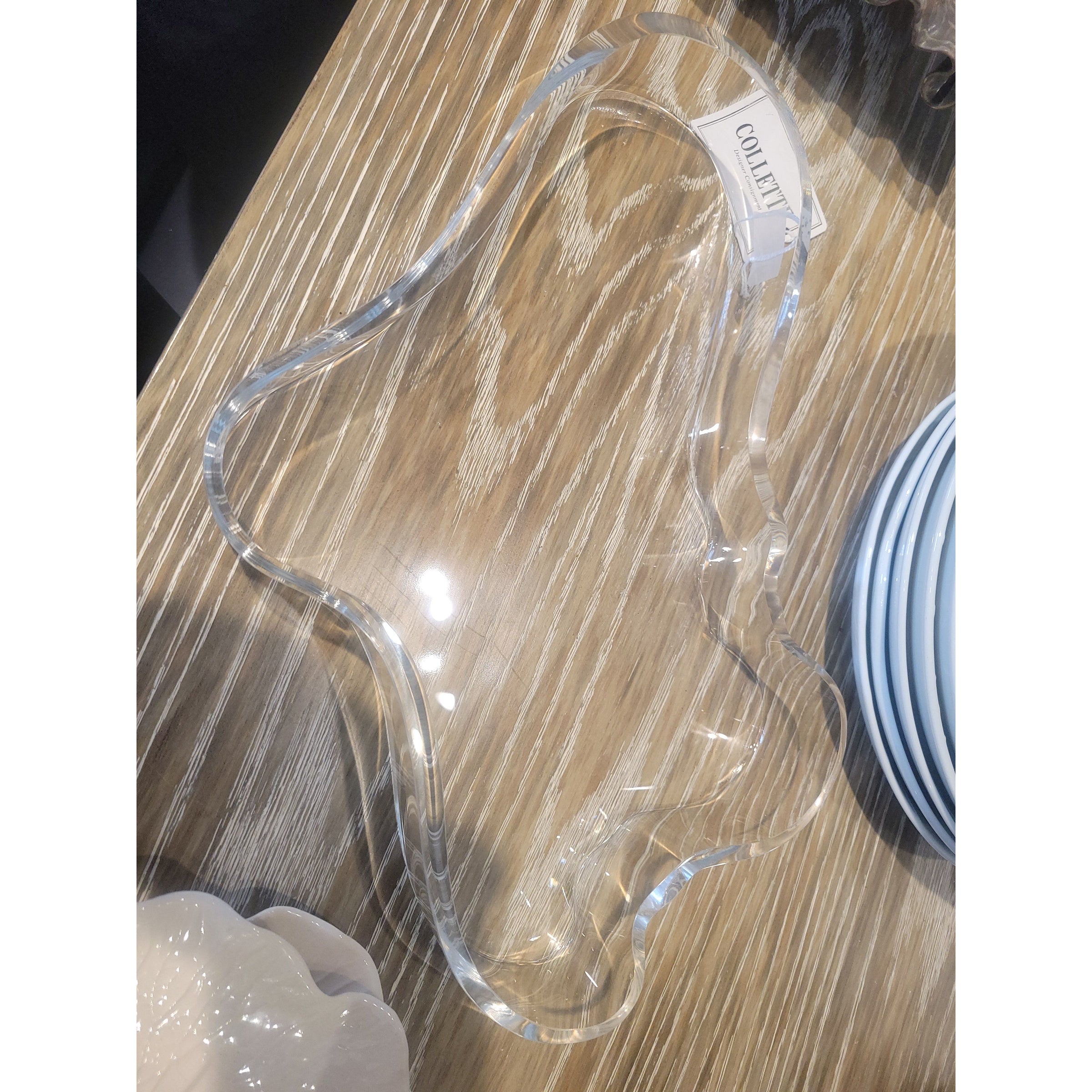 Irregular Shape Glass Shallow Bowl Signed by Alvar Aalto