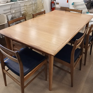 Mid-Century Danish Teak Extension Dining Table w/ Storage for 3 Leaves (AS IS)