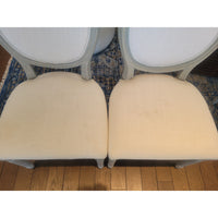 SET of 10 French Linen & Wood Round-Back Dining Chairs by Safavieh (AS IS) - colletteconsignment.com