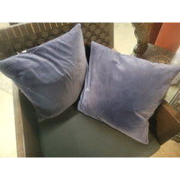 PAIR of Navy Buttercup Flower Print Pillows by Yves Delorme - colletteconsignment.com