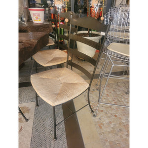 SET of 4 Vintage Hitchcock Style Iron Dining Chairs w/ Rush Seats