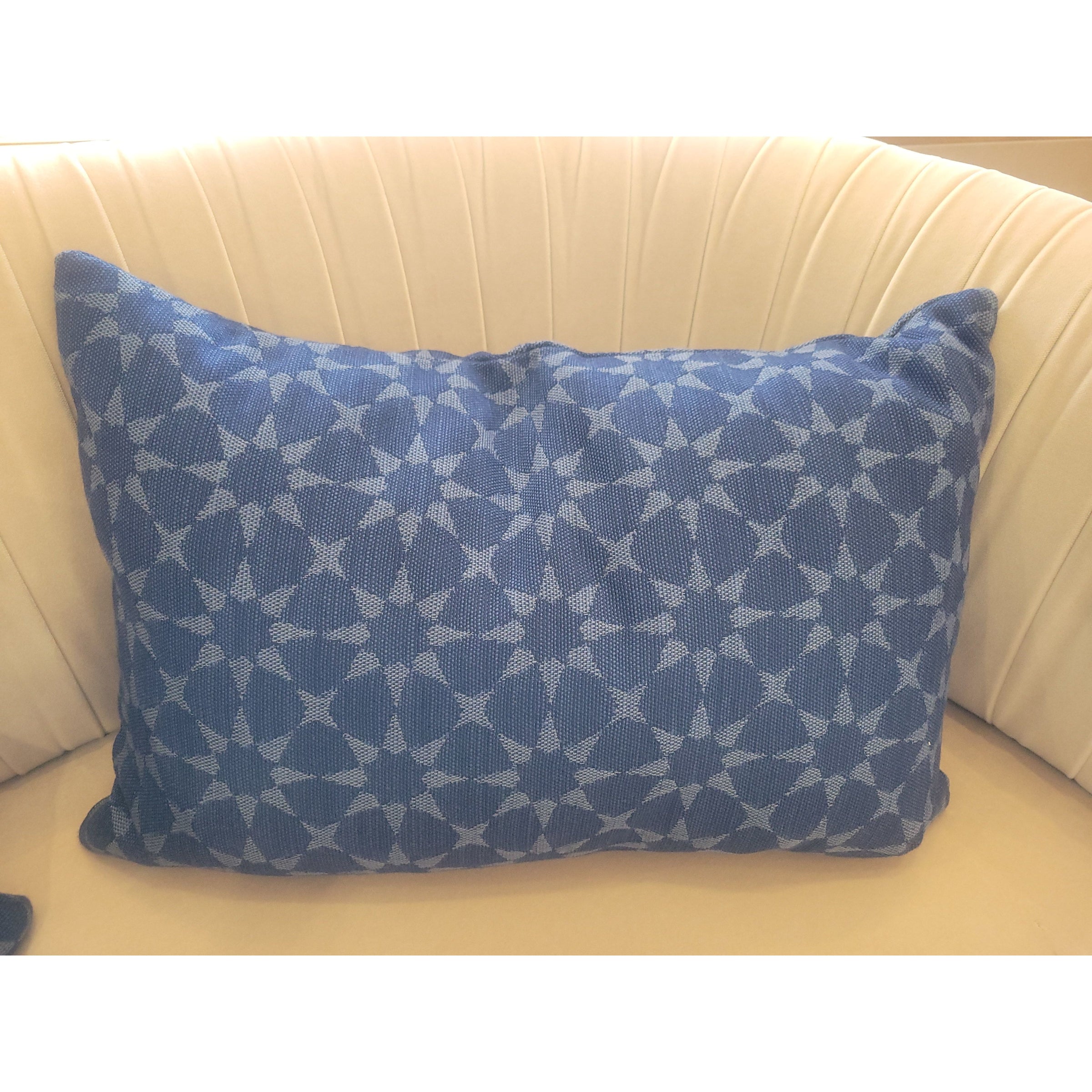 PAIR of Navy Stars Print Lumbar Pillows