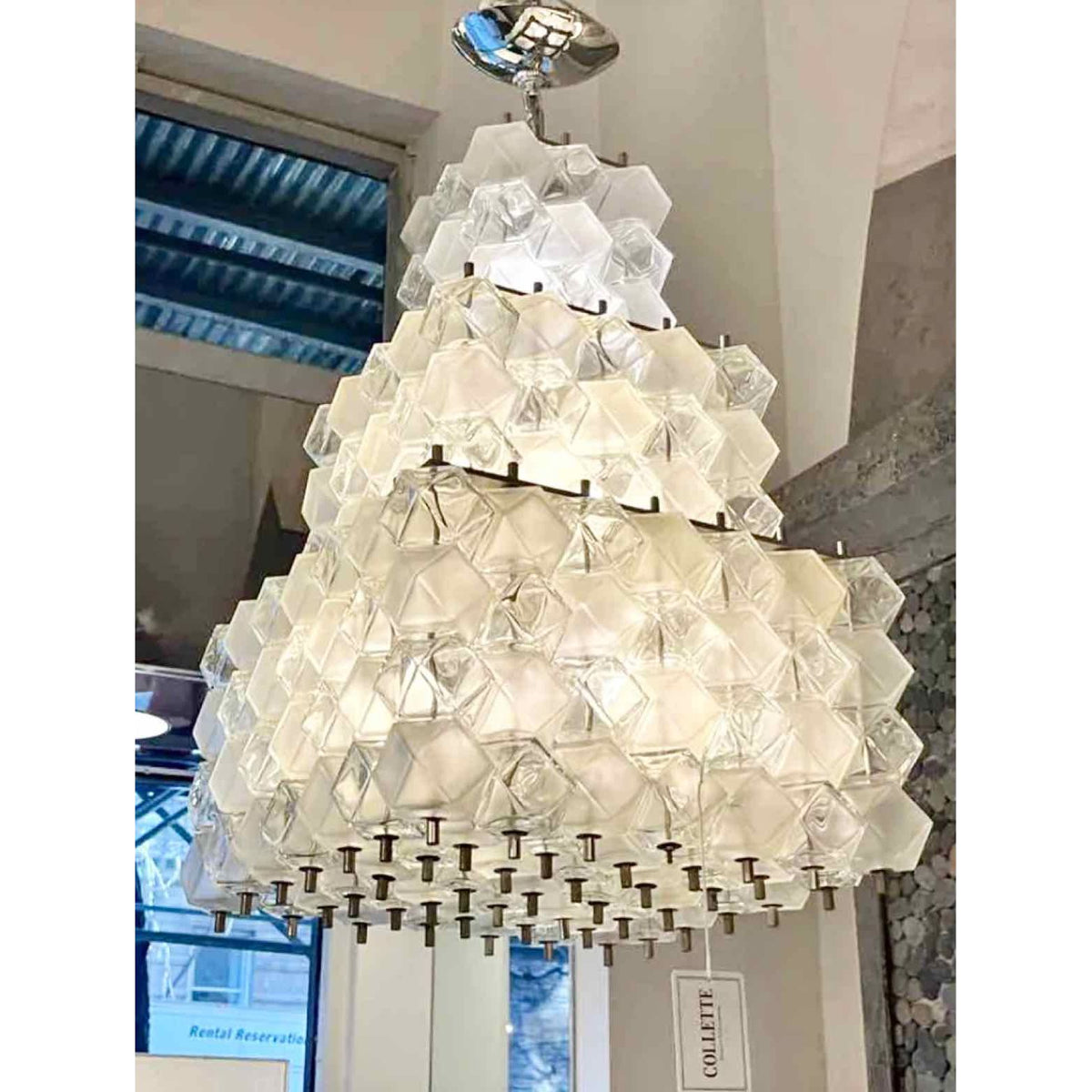3 Tiered Murano Glass & Nickel Chandelier-Craig Van den Brulle