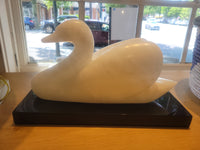 'Swan II' White Alabaster Sculpture on Marble Base by Robert L. Hooke
