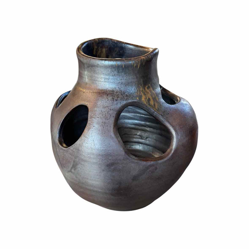 Ikebana Gray & Tan Sculptural Vase