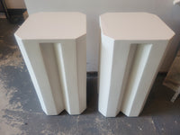 PAIR of Geometric White Cement Side Tables