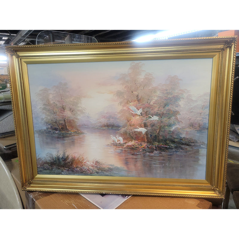 Everglades Oil Painting by J. Thompson in Gold Frame
