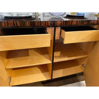 Custom Polished Macassar Ebony Bowed Front Buffet w/ Bronze Pulls - colletteconsignment.com