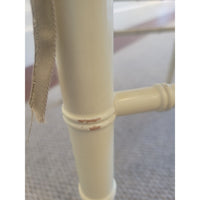 SET of 8 Bulgarian Faux Bamboo Dining Chairs w/ Tan Cushions - AS IS