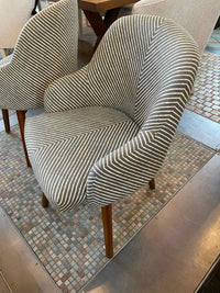 PAIR of Striped Swivel Chairs w/ Wood Legs (AS IS)