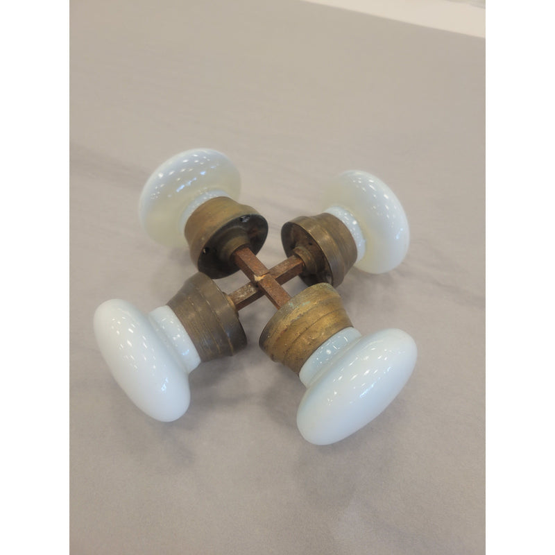 PAIR of Antique Milk Glass Door Knobs