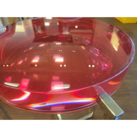 Red Resin Lens Top Table on Polished Nickel Base by McCollin Bryan England