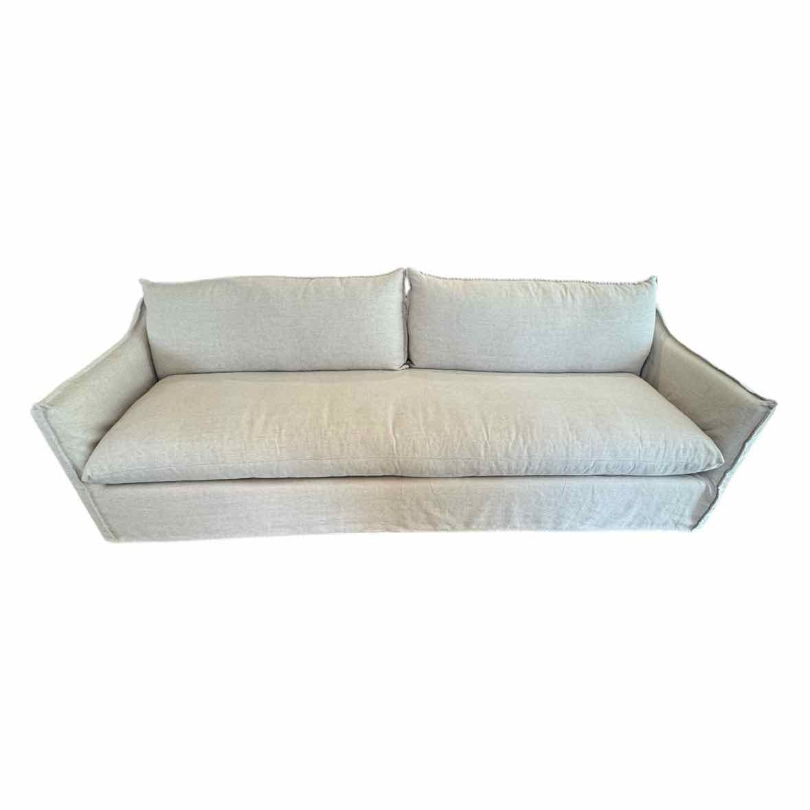 Custom Slipcover Sofa in Belgian Linen Alder 100"Wx38"Dx34"H