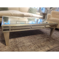 Mirrored Glass Silverleaf Finish Rectangular Coffee Table (As Is)