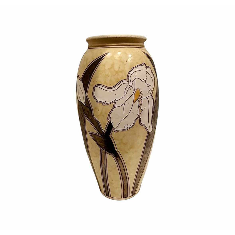 Bulgarian Vase with Iris Flower design - colletteconsignment.com