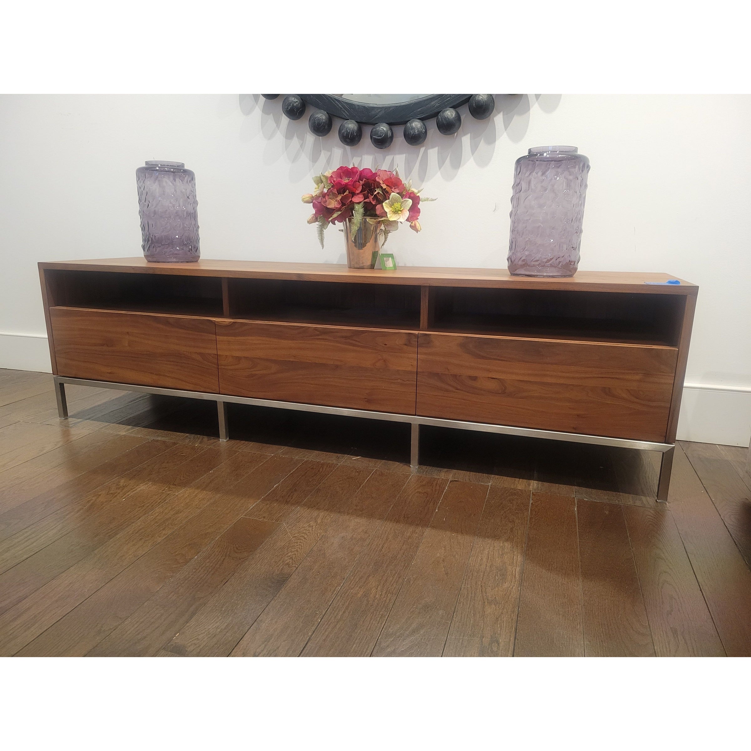 3-Drawer Pearson Media Console Table w/ Chrome Legs by Crate & Barrel