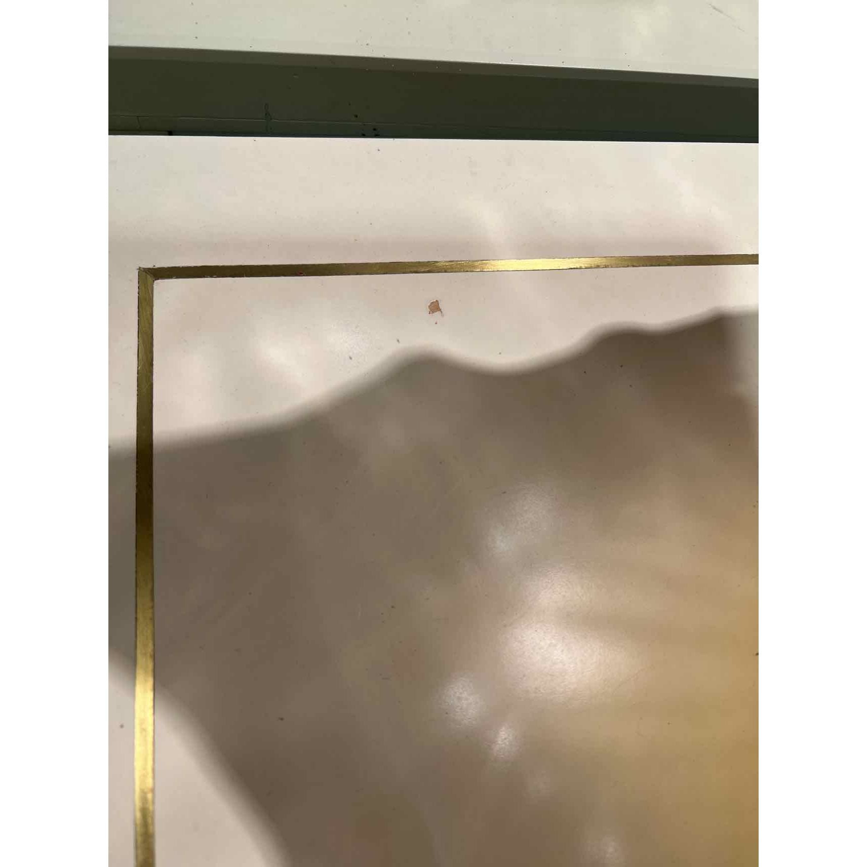 Pair of Salon 2 Drawer Bernhardt Nightstands w/ Inlaid Metal Border in Alabaster